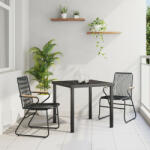 vidaXL 3 darabos Kerti Étkezőszett Fekete PVC Rattan (VD3379170)