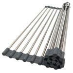 Kinghoff Uscator pentru vase pliabil Kinghoff KH 1903, 45x32 cm, Rezistent la coroziune, Margini din silicon, Antiderapant, Pliabil, Inox/gri (KH 1903) Uscator vase