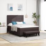 vidaXL Boxspring ágy matraccal és paddal Sötétbarna 140x200 cm Szövet (3343998)
