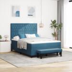 vidaXL Boxspring Ágy Matraccal és Paddal Sötétkék 140x200 cm Bársony (3344454)