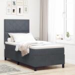 vidaXL Boxspring Ágy Matraccal és LED világítással Sötétszürke 90x190 cm Bársony (3343347)