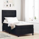 vidaXL Boxspring Ágy Matraccal és LED Fénnyel Fekete 90x200 cm Szövet (3343485)