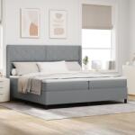 vidaXL Boxspring Ágy Matraccal & LED Fény Szürke 200x200 cm Szövet (3343588)