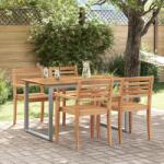 vidaXL Kültéri Étkező Asztal Szürke 140x80x75 cm Acél és Tömör Akácfa (4010594)