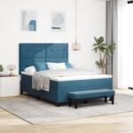 vidaXL Box Spring Ágy Matraccal és Paddal Sötét Kék 140x190 cm Bársony (3344514)