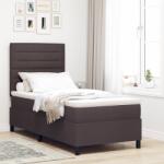 vidaXL Box Spring Ágy Matraccal Sötétbarna Egyszemélyes Szövet (3339276)