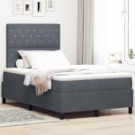 vidaXL Boxspring Ágy Mattal & LED Sötétszürke 120x190 cm Bársonyos (3343233)