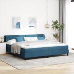 vidaXL Boxspring Ágy Mattal Sötétkék 200x200 cm Bársonyos (3340464)