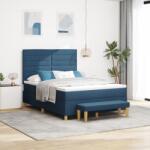 vidaXL Box Spring Ágy Matraccal és Padokkal Kék 140x200 cm Szövet (3344232)