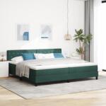 vidaXL Box Spring Ágy Matrac & LED Sötét Zöld 200x200 cm Bársony (3342611)
