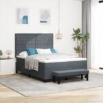 vidaXL Boxspring Ágy Matrac & Pad Sötétszürke 140x200 cm Bársony (3344451)