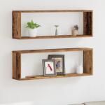 vidaXL Fali Polcok 2 db Régi Fa 80x15x26 cm Műanyag Fa (862639)