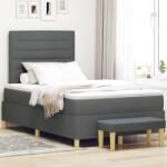 vidaXL Box Spring Ágy Matraccal és Pad Sötétszürke 120x200 cm Szövet (3344213)
