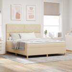 vidaXL Box Spring Ágy Matraccal Krém Szuper Király Szövet (3339719)