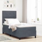 vidaXL Boxspring Ágy Matrac nélkül Sötétszürke 90x200 cm Bársony (3339807)
