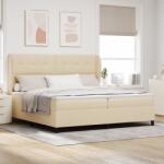 vidaXL Boxspring Ágy Matraccal - Krém, 200x200 cm Szövet (3340590)