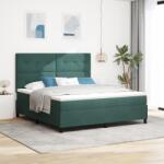 vidaXL Boxspring Ágy Mattal & LED Sötét Zöld 180x200 cm Bársonyos (3343331)