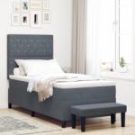 vidaXL Box Spring Ágy Matraccal és Padval Sötétszürke 100x200 cm Plüss (3344427)