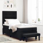 vidaXL Boxspring Ágy Matraccal és Pad Fekete 90x200 cm Szövet (3344039)