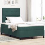 vidaXL Boxspring Ágy Matraccal Sötét Zöld Kis Kettős Bársony (3339821)