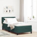 vidaXL Boxspring Ágy Mattal Sötét Zöld 90x190 cm Bársonyos (3341393)