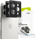 Apple iPhone 16 Pro / 16 Pro Max, Kamera lencsevédő fólia, ütésálló fólia, Tempered Glass (edzett üveg), alumínium keret, Ringke Camera Frame Protector, fekete - mobil-box