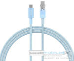  USB Type-C töltő- és adatkábel, USB Type-C, 100 cm, 6000 mA, 100W, gyorstöltés, PD, cipőfűző minta, Baseus Explorer, világoskék - mobil-box