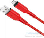  USB töltő- és adatkábel, microUSB, 100 cm, 2400 mA, törésgátlóval, gyorstöltés, QC, cipőfűző minta, Hoco X59 Victory, piros - mobil-box