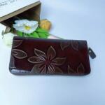  Női Pénztárca -Dombornyomott- Virág Mintás- Burgundia- (NL590097-1)