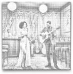  PontPöttyöző - Jazz koncert Méret: 50x50cm, Keretezés: Kerek kartonlap, Szín: Fekete