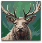  Festés számok szerint - Rénszarvas tompa zöld árnyalatokban Méret: 50x50cm, Keretezés: Kerek kartonlap
