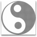  PontPöttyöző - Jin Jang Méret: 50x50cm, Keretezés: Kerek kartonlap, Szín: Kék