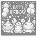  PontPöttyöző - Boldog születésnapot kívánnak a rákok Méret: 50x50cm, Keretezés: Kerek kartonlap, Szín: Fekete