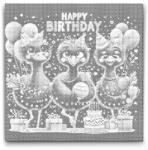  PontPöttyöző - Boldog születésnapot kívánnak a struccok Méret: 50x50cm, Keretezés: Kerek kartonlap, Szín: Zöld