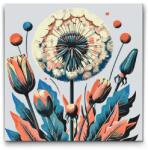  Festés számok szerint - Festett virágok Méret: 50x50cm, Keretezés: Kerek kartonlap