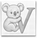  PontPöttyöző - V betű - Állattal Méret: 50x50cm, Keretezés: Kerek kartonlap, Szín: Zöld