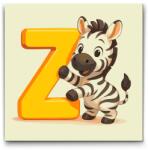  Festés számok szerint - Z betű - Állattal Méret: 50x50cm, Keretezés: Kerek kartonlap
