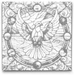  PontPöttyöző - Galamb ólomüvegből Méret: 50x50cm, Keretezés: Kerek kartonlap, Szín: Piros