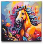  Festés számok szerint - Boldog ló Méret: 50x50cm, Keretezés: Kerek kartonlap