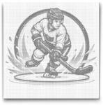  PontPöttyöző - Jégkorongozó Méret: 50x50cm, Keretezés: Kerek kartonlap, Szín: Fekete