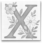  PontPöttyöző - X betű - Virágminta Méret: 50x50cm, Keretezés: Kerek kartonlap, Szín: Zöld