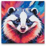  Festés számok szerint - Borz vörös és kék árnyalatokban Méret: 50x50cm, Keretezés: Kerek kartonlap