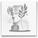  PontPöttyöző - Illusztráció - Virágok vázában Méret: 50x50cm, Keretezés: Kerek kartonlap, Szín: Kék