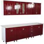 Spectral Mobila Bucatarie Zebra 260 cm din MDF Rosu Tulip cu blat termoizolant Alb / Bej