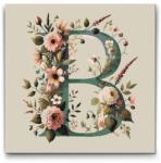  Festés számok szerint - B betű - Virágminta Méret: 50x50cm, Keretezés: Kerek kartonlap
