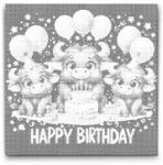  PontPöttyöző - Boldog születésnapot kívánnak a bikák Méret: 50x50cm, Keretezés: Kerek kartonlap, Szín: Zöld