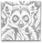  PontPöttyöző - Lemur tompa zöld árnyalatokban Méret: 50x50cm, Keretezés: Kerek kartonlap, Szín: Piros