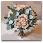  Festés számok szerint - Bézs színű eukaliptusz csokor Méret: 50x50cm, Keretezés: Kerek kartonlap