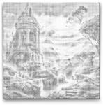  PontPöttyöző - Elhanyagolt kastély Méret: 50x50cm, Keretezés: Kerek kartonlap, Szín: Zöld