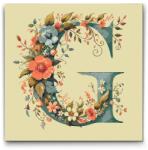  Festés számok szerint - G betű - Virágminta Méret: 50x50cm, Keretezés: Kerek kartonlap